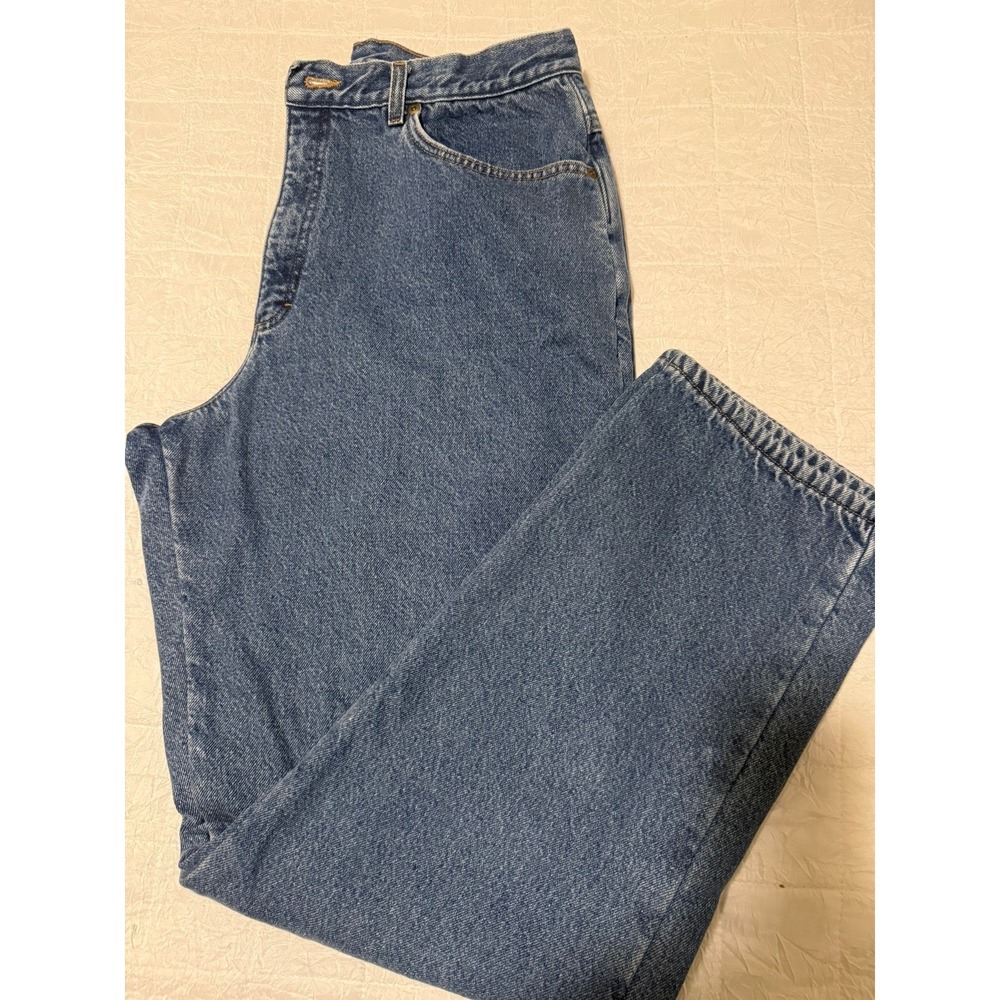 LL Bean Double L Relaxed Fit Fleece Lined Jeans Blue Denim Women 16 Reg